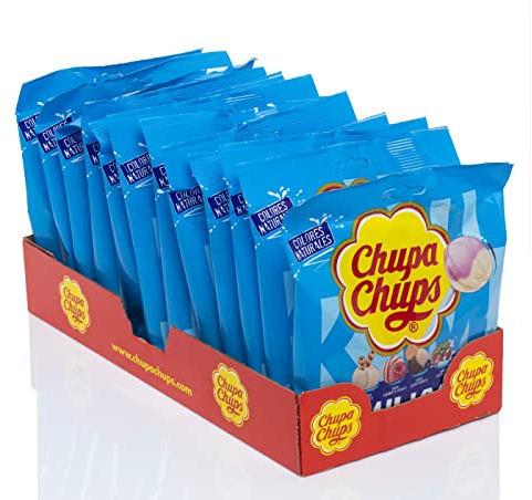 Chupa Chups Milky Caramelo con Palo, de Sabores Variados, 12 bolsas de 10 unidades