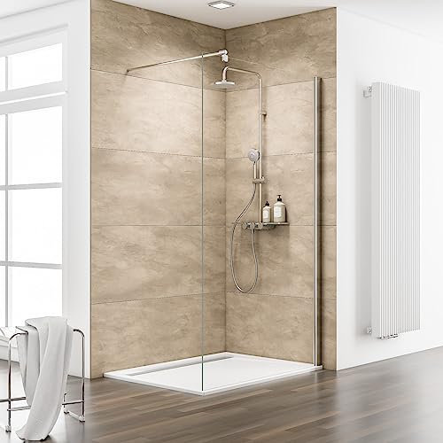 Schulte paroi de douche fixe à l’italienne 120 x 200 cm, profilé aspect chromé, montage gauche droite, verre de sécurité transparent 8 mm anticalcaire, plage de réglage 118.5-120.5 cm sur receveur