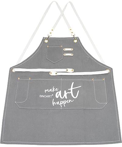 Paintersisters verstellbare Arbeitsschürze für Männer und Frauen mit Taschen als Malschürze Kochschürze Grillschürze für Erwachsene Apron