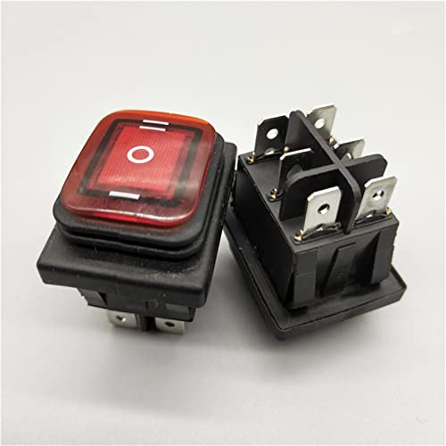 RiJpex Interrupteur à Bascule, Interrupteur à Bascule, KCD4-203 20A/250VAC 30x22 étanche 6 Broches DPDT on Off on 12V 220V lumière LED Rouge Vert (Color : Red, Size : 220V) (Color : Red, Size : 12V)