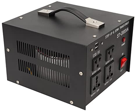 Convertidor de tensión CA, sobrecarga portátil 110V-120V 220V-240V entrada CA 5V USB tomas convertidor de potencia convertidor de alta eficiencia para el hogar (enchufe de la UE)