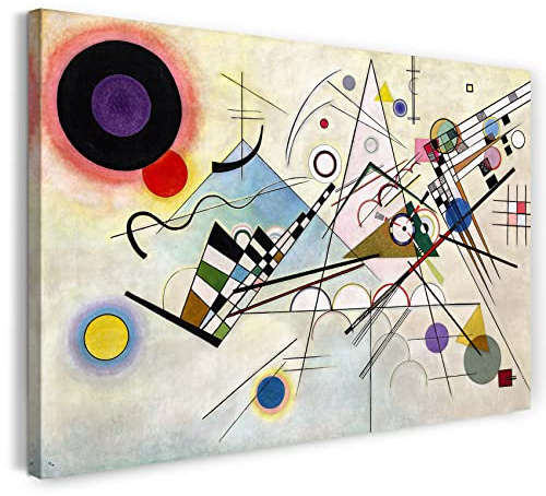 Printed Paintings Leinwandbild (40x30cm) Wassily Kandinsky: Komposition 8 (1923), Leinwand auf Keilrahmen gespannt und fertig zum Aufhängen, hochwertiger Kunstdruck aus deutscher Produktion