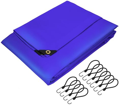 ECD Germany Premium Abdeckplane Gewebeplane mit Ösen, 5x4m 20m², 650g/m², Blau, PVC, Wasserdicht, Reißfest, 10 Haken, LKW-Plane Bootsplane Gartenplane Holzplane, Schutzplane für Gartenmöbel Pool Auto