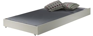 möbelando Bettschubkasten >Pino< in Kiefer massiv weiß lackiert - 196x19x94 (BxHxT)