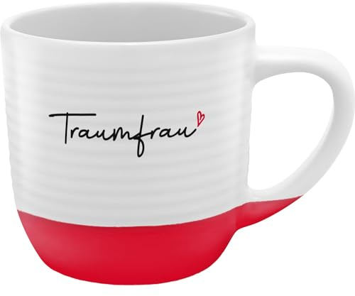 GRUSS & CO Tasse mit Rillen Traumfrau | Steinzeug, 40 cl, mehrfarbig | Geschenk Freundin, Liebe, Valentinstag | 48990