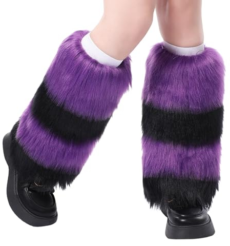 Beinwärmer Damen Winter Plüsch Beinwärmer Flauschige Fell-Beinstulpen Winter Häkeln Knit Stiefel Beinwärmer Warme bequeme Beinstulpen 1 Paar Frauen 80er-Tanzparty, kniehohe Beinsocken für Frauen