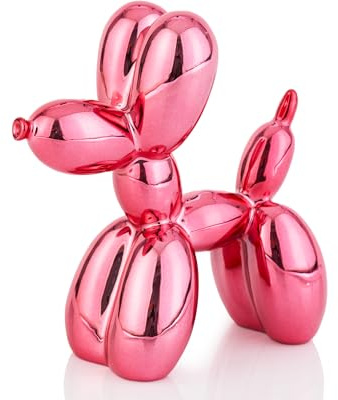 AMOIENSIS Glänzende Ballonhund-Statue, elektroplattierte rosa Ballonhund-Tierskulptur, kleine Dekofigur für Regaldekoration, 10,2 cm | Heimdekor-Geschenk für moderne Kunst und Sammler, verleiht Ihren Schreibtischen und Regalen verspielte Stimmung