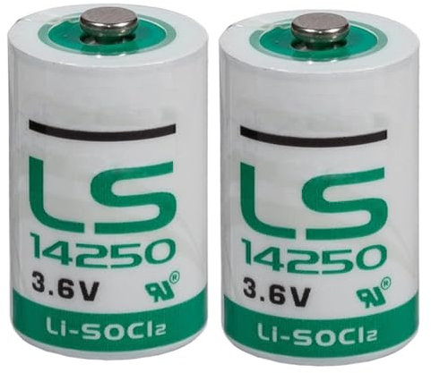 BenjiPower - 2 Pilas LS14250 1/2 AA 3,6 V Li-SOCL2 Litio, Pilas de Boton