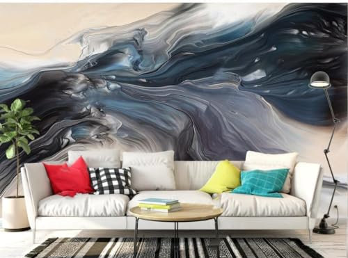 Fototapete Blumen 3D Tapeten 3D Effekt Wohnzimmer Schlafzimmer Vliestapete Neue Chinesische Abstrakte Dynamische Linie Textur Landschaft Natur Grau Graffiti Steinoptik Kinder Tapeten