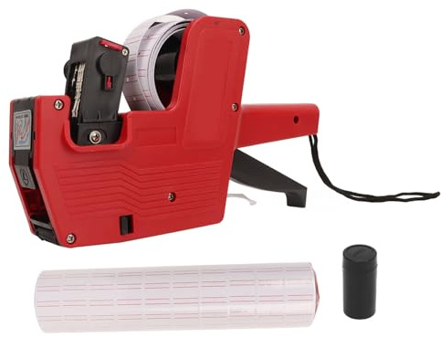 Plyisty Preisauszeichnungspistole, Preisauszeichnungspistole mit 10 Rollen Etikettenpapier und 1 Tintenachse, Einreihige Preisauszeichnungsmaschine für Büro, Einzelhandelsgeschäft,