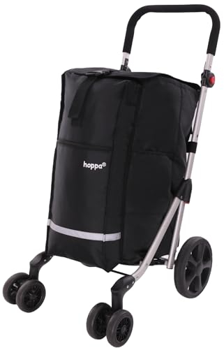 Hoppa Leichter Einkaufstrolley 74L, Modell 2024, strapazierfähiger und zusammenklappbarer Schiebe-/Ziehwagen für einfache Lagerung, mit 1 Jahr Garantie