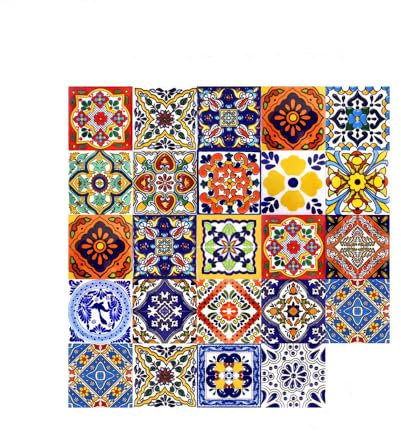 Fliesenaufkleber Farbige Blumen Selbstklebende Klebefliesen, Wandfliesen Aufkleber,Wasserdicht Fliesensticker Fur Kuche Badezimmer Dekorative Stickerfliesen,Wohnzimmer Dekoration20X20Cm