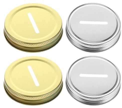 Mikinona Coin Slot Jar Lids Replacement 2.75in Mason Jar Money Box Caps for Piggy Bank Diy Savings Wide Slot Canning Covers Set of 4