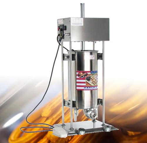 Macchina per Churro elettrica Commerciale, Macchina per Churrera Spagnola Verticale in Acciaio Inossidabile, con 5 ugelli sostituibili e Controllo a Pedale, per ristoranti, caffetterie e Negozi