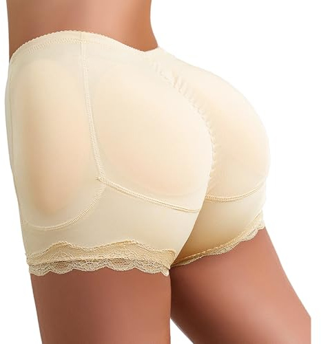 Bcenoilua Bragas Levanta Glúteos para Mujer Cintura Entrenador con Almohadillas Removibles Braguitas Moldeadoras Control Barriga Encaje Sin Costuras Potenciador de Cadera Embellecer Cadera