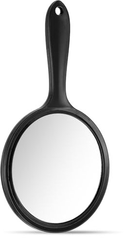 Dimeho Doppelseitiger Schminkspiegel Handspiegel mit Griff Reise Kleiner Handspiegel Tragbar Kosmetikspiegel 1X/2X Vergrößerung Spiegel Runde Taschenspiegel für Damen Tägliche Make up (Schwarz)