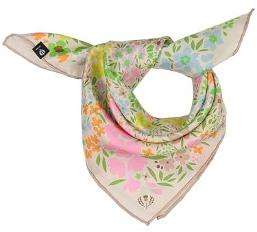 FRAAS Halstuch Damen aus 100% reiner Seide - Nickituch Damen mit Blumen-Muster - 51 x 51 cm Größe - Schickes Seidentuch Bandana Lotus