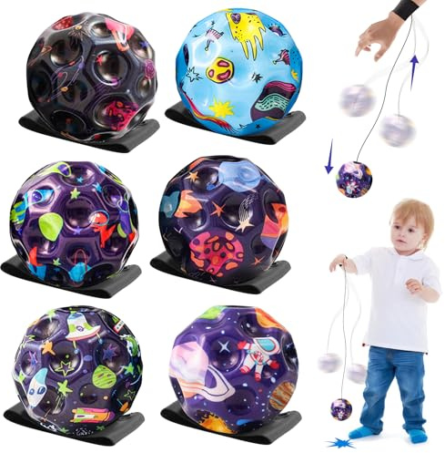 TZQFROCE Jump Ball 6 Stück Space Ball Moonball Sprünge Gummiball für Kinder Mini Jumper Ba-ll Hüpfbälle Spielzeug Geschenke für Kinder im Freien Interaktives Spielzeug zum Stressabbau