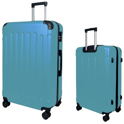 MY TRAVEL BAG Hartschalen-Koffer Reisekoffer ABS Koffer (Handgepäck-Mittel-Groß-Set) 4 Doppel-Rollen Trolley (Türkis, Handgepäck (55cm))
