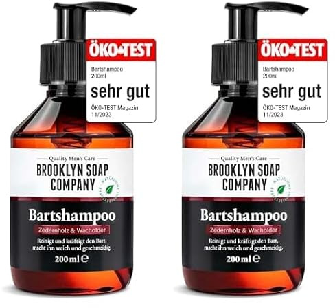 Bartshampoo (200ml) · BROOKLYN SOAP COMPANY · Bartseife reinigt und pflegt den Bart ✓ · reduziert Schuppen ✓ (Packung mit 2)