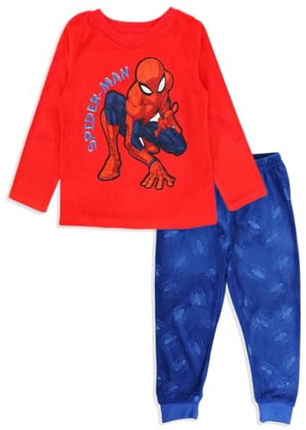Marvel Spider-Man - Pijama de forro polar para niños, 2-8 años, parte superior roja, pantalones azules, multicolor, 4-5 años