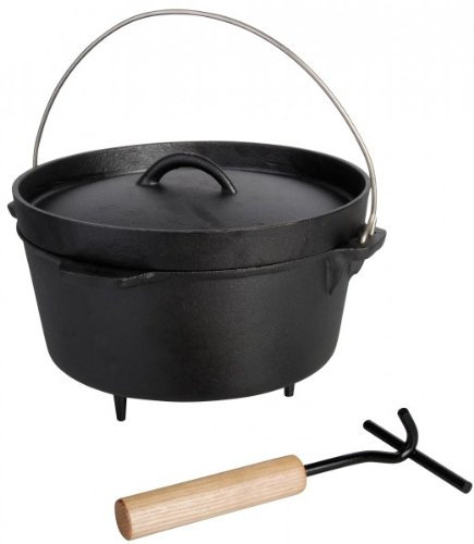 degawo Dutch Oven 25,4 cm – Casserole en fonte robuste avec couvercle, idéale pour la cuisine en plein air et le camping