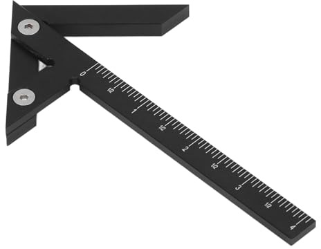Tissting Medidor de trazado central, Regla de posicionamiento central de aleación de aluminio Medidor de línea de ángulo recto de 45/90 grados Regla de carpintero Herramienta de trazado