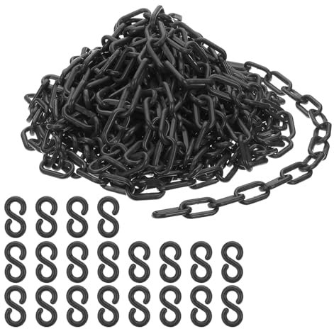 PATIKIL Enlaces de Cadena de Plástico, 45pcs Cadenas de Seguridad, Cadenas de Plástico Negras Cadenas de Plástico Largas para Barreras, Control de Multitudes, Filas de Espera