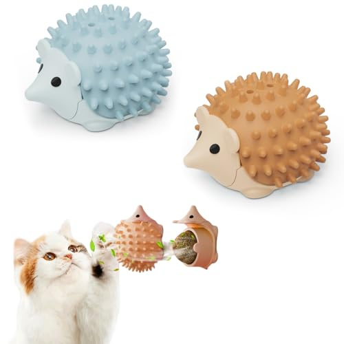 CATOR 2 pcs Katzenspielzeug, Katzenspielzeug Selbstbeschäftigung, Katzenminze Beißseil, Katze Baumwollseil Zähne Reinigung, Katze Dental Spielzeug für Katzen und Gegen Mundgeruch - Igel
