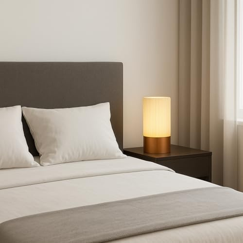 Genérico Lámpara de Mesilla de Noche Moderna – Luz Cálida con Bombilla LED 10W E14 – Lámpara para Dormitorio con Interruptor y Cable 220V – Estilo Minimalista