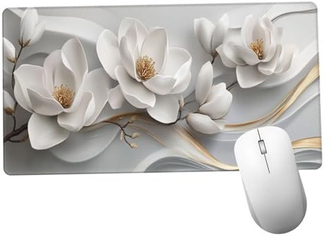 Lirios Alfombrilla Ratón 600x300x3mm Alfombrilla Raton XXL con Base de Goma Antideslizante, Accesorios Gaming Planta, Ordenador Gamer Regalos, Mouse Pad Gaming Mejora La Precisión Y La Velocida Y1442