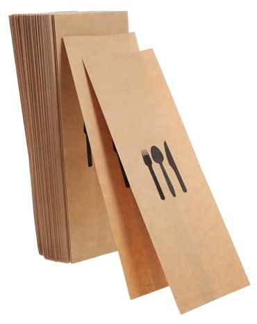 INOOMP Bolsa Porta Cubiertos De Papel Kraft Tamaño Compacto para Uso Restaurantes y Banquetes Juego De 100 Unidades Multifuncional para Decoración De Mesas