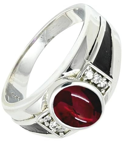 SILVERTROVE Edelstein Ring silberplattiert für Damen und Herren stilvoll alle Größen Geschenkidee handgefertigter Schmuck CRG1166AA