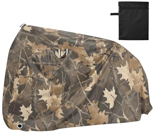 ALAZA Brown Forest Camo Camouflage Bike Cover Waterproof Outdoor Ebike Bicycle Covers Tarp Protection for 1/2 Bikes, Sun UV Dust Wind Proof