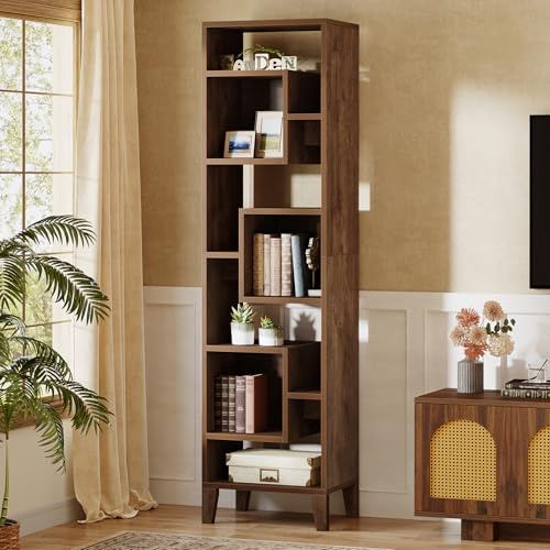 Tribesigns Scaffale angolare, altezza 180 cm, in legno, per piante, organizer, 8 livelli, moderno, per casa, ufficio, soggiorno, camera da letto, balcone, marrone, 1 pezzo
