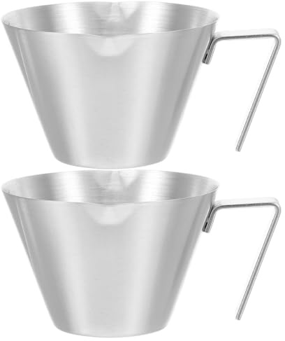 DIYEAH 2 pezzi di tazze da caffè espresso, misurino in acciaio inossidabile, contenitore per panna graduato, 3,4 oz/100 ml, bricco per schiumare il latte, doppio beccuccio per versare latte art,