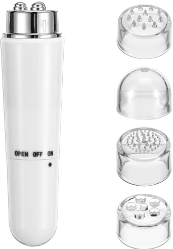 Massaggiatore Viso Elettrico 4 in 1 per Viso e Collo, Bianco ABS | Design Elettroplaccato, Impugnatura Comoda, Uso Quotidiano Domestico, Effetto Contorni e Luminosità
