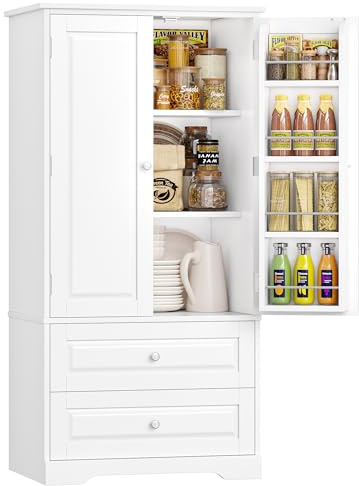 FOREHILL Alacena Cocina, Mueble Auxiliar de Cocina, 2 Cajones, Blanco