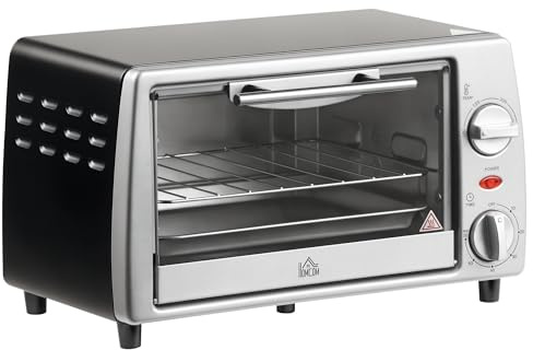 Fornetto Elettrico 10L, Temperatura Regolabile da 100°C a 230°C con Timer fino a 60 Minuti, Griglia e Teglia Incluse, 36.5x26x22 cm, Acciaio e Plastica, for Cucina Domestica
