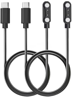 Aliwisdom 2 st universella magnetiska laddare för smartklocka, klocktillbehör, 60 cm, 2-stifts 4 mm USB-C-magnetisk laddningskabel, kompatibel med alla klockor