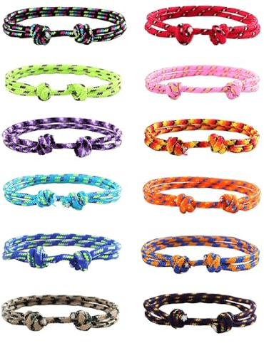 AORHOFJ Pulseras Trenzadas de Hilo Náutico Impermeables 12 Piezas Set de Pulseras Cuerda Ajustables para Hombre y Mujer Pulseras de la Amistad Coloridas Hechas a Mano para Playa Surf Regalos Verano
