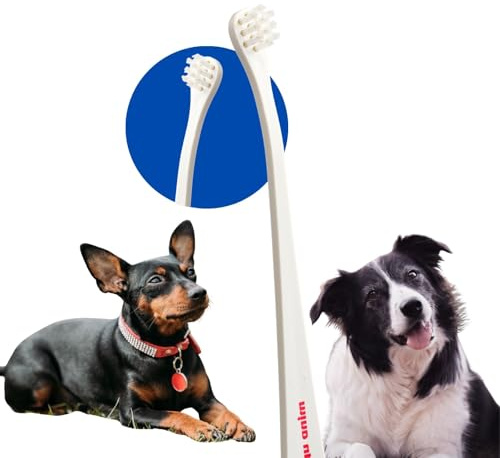 MIND UP Dog Toothbrush with 15° Angled Handle, Flat Head Design for Easy Brushing, Pet Toothbrush for Daily Dog Teeth Care, Made in Japan