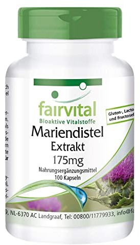 Fairvital | Mariendistel Kapseln - Extrakt 175mg - 100 Kapseln - VEGAN - standardisiert auf 80% Silymarin