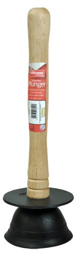 Kingfisher WOODP1 4.5-Inch Wooden Handled Sink Drain Plunger - Black