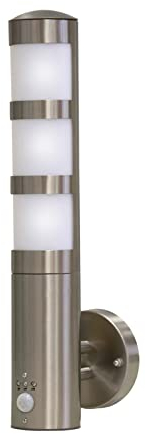 Grafner Design Edelstahl Wandlampe mit Bewegungsmelder und 1x E27 Fassung, IP44 Wand Außenleuchte, gemütlicher Lichtschein, für außen und innen, Wandleuchte Lampen Außen Hoflampe PIR