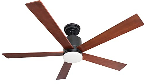Pepeo Deckenventilator mit Deckenleuchte - geräuschlos - Tibu Design Deckenventilator mit Fernbedienung und dimmbarer LED Beleuchtung. Ventilator Durchmesser große 132 cm Holzflügel - DC Motor