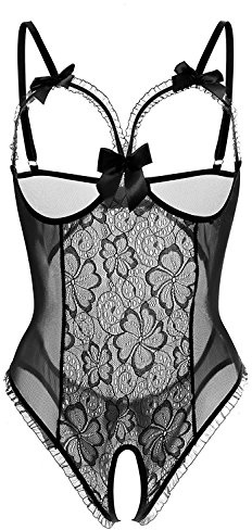 Creamlin Lingerie grande taille pour les femmes Lingerie Sexy Body One-Piece Teddy Black (Noir 2)