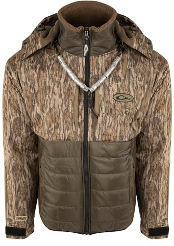 Drake Waterfowl LST Guardian Flex™ Double Down Eqwader™ Full Zip with Hood Mossy Oak Bottomland Large