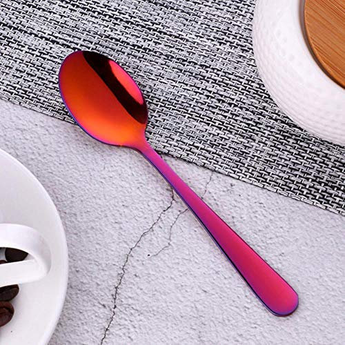 1PCS Mini Tea Spoon Stainless Steel Cutlery Set Unique Rainbow Dessert Spoon Gold Tea Spoons Small Coffee Spoon Scoop,Orange Red-1PCS