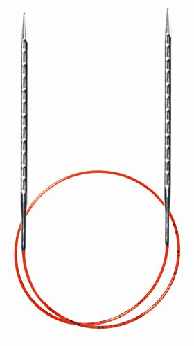 Addi 63402 addiNovel Rundstricknadeln, quadratisch, 60 cm x 3,5 mm, Metall, rot, 60cm 3.5mm